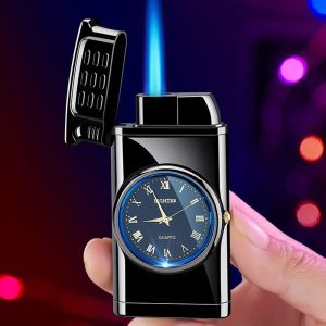 Multifunctional metal gas lighter watch | ساعة ولاعة غاز معدنية متعددة الوظائف